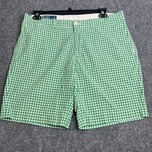 Polo Ralph Lauren Suffield Shorts Mens 38 Green White Gingham Checkered Cotton